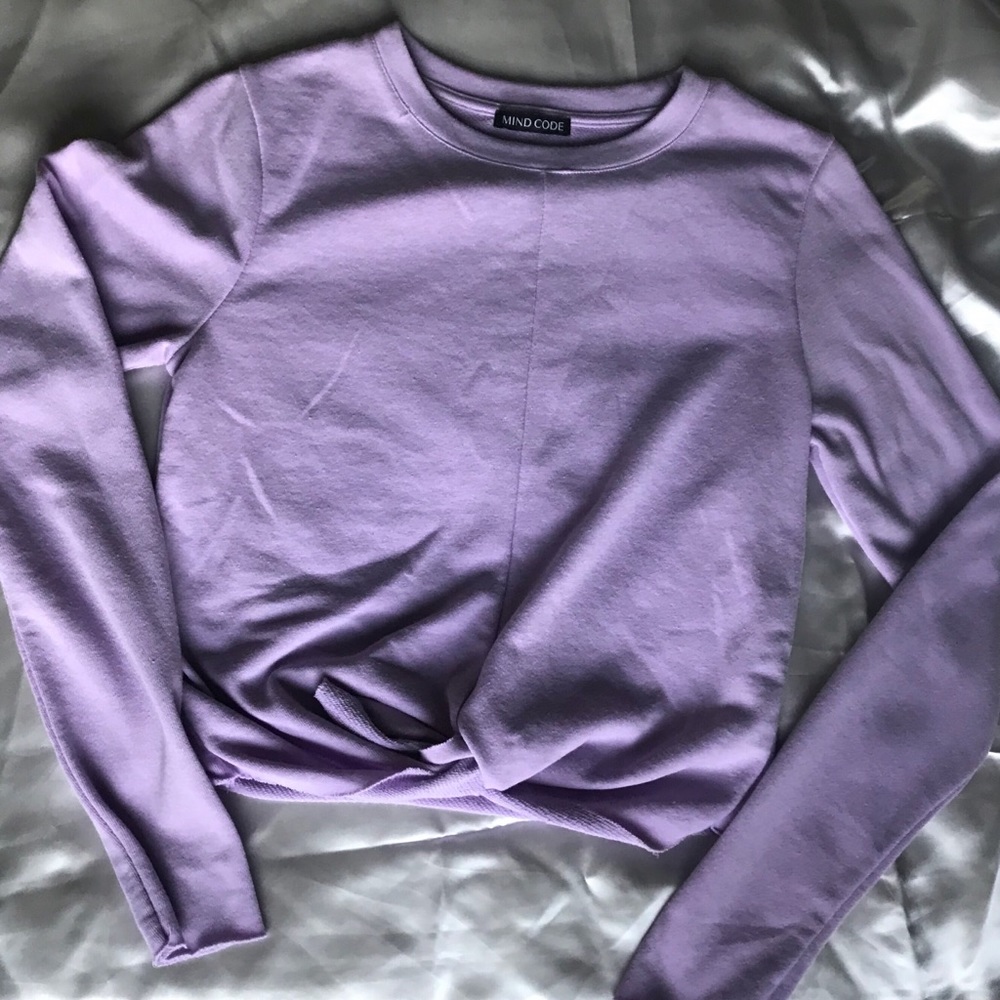 Lavender Cute Crop Long Sleeve Top